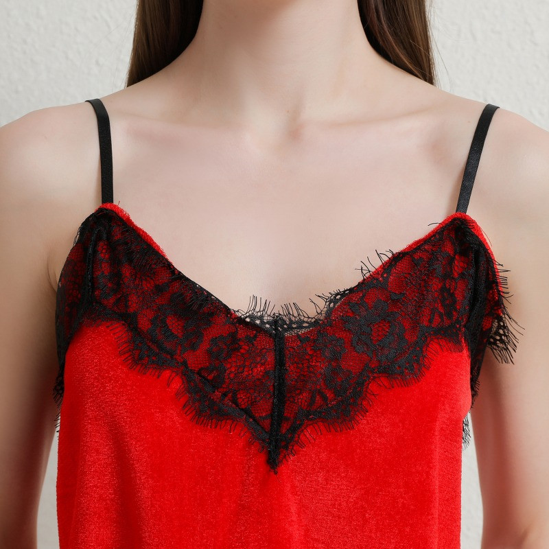 Női szexi csipke hálóruha divat női egyszínű pizsama szett függő felsők rövidnadrág fehérnemű pizsama öltöny