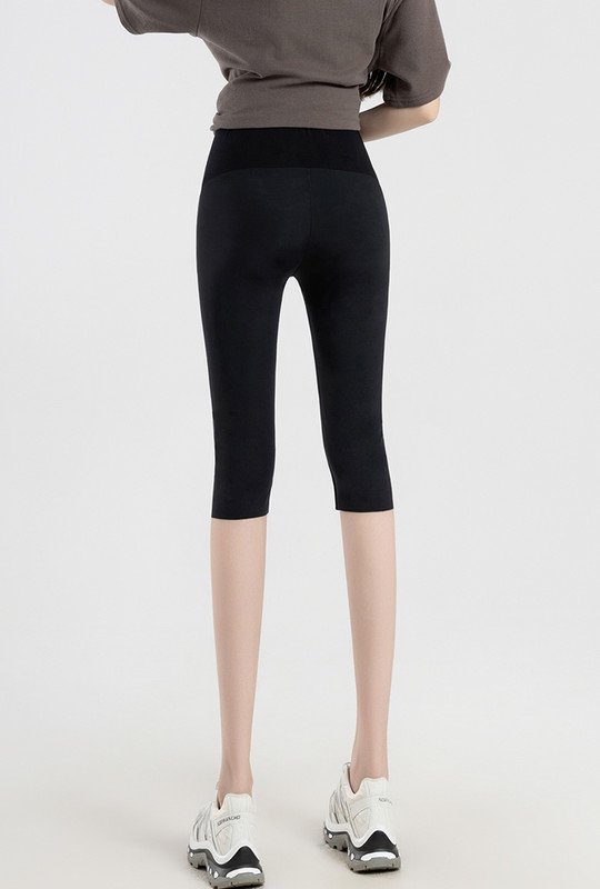 3XL-6XL Suures suuruses rase naine suvised õhukesed säärised venitatud rasedate kõhupüksid mustad rasedusjooga kärbitud püksid