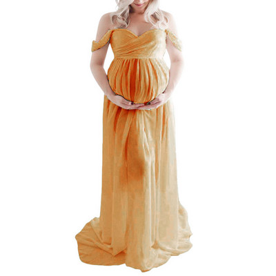 Ema rasedate kleidid fotofotograafiaks rekvisiidid naiste raseduskleit õlgadeta pitsist võrk Läbipaistev lõhestatud pikk maxi kleit