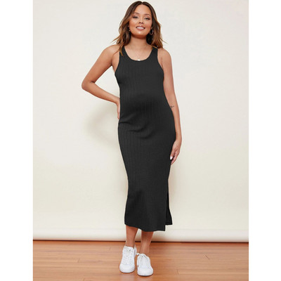 Uus kevadsuvi rasedatele mõeldud päikesekleit, pikk kootud rasedusaegne vabaajakleit õlgadeta rannariided rasedatele mõeldud rõivad