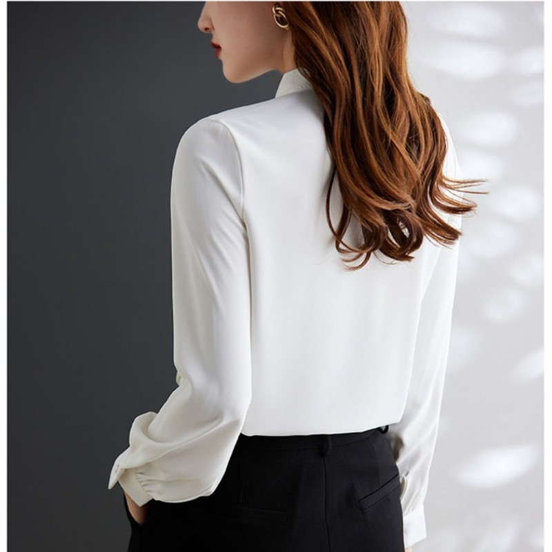 Proljetni i jesenski ženski kardigan s okruglim izrezom i dugim rukavima s punim gumbima i mašnom naborima s uzicom i šifonom Modne ležerne majice