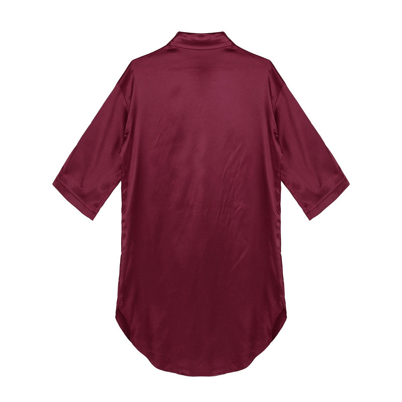 Sieviešu satīna 3/4 piedurkņu naktskrekls guļamveļa krekls naktskrekls vienkrāsains guļamkrekls naktskrekls naktskrekls sieviešu dāmu pidžama