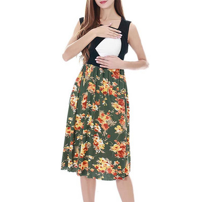 Sieviešu grūtniecība, bez piedurknēm, barošana, izšūšana vienkrāsainās kleitas grūtniecēm