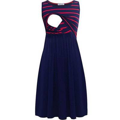 Sieviešu grūtniecība, bez piedurknēm, barošana, izšūšana vienkrāsainās kleitas grūtniecēm