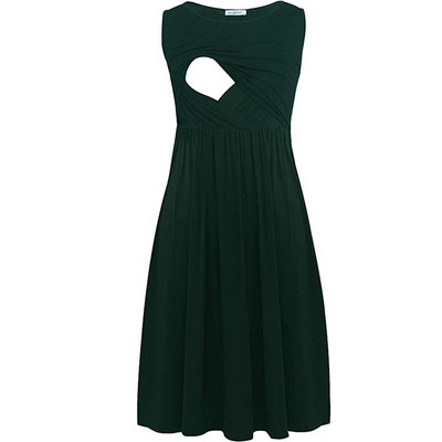 Sieviešu grūtniecība, bez piedurknēm, barošana, izšūšana vienkrāsainās kleitas grūtniecēm