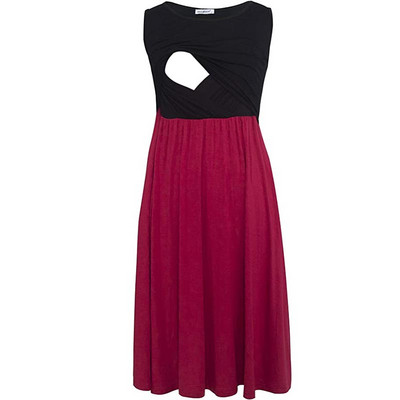 Sieviešu grūtniecība, bez piedurknēm, barošana, izšūšana vienkrāsainās kleitas grūtniecēm