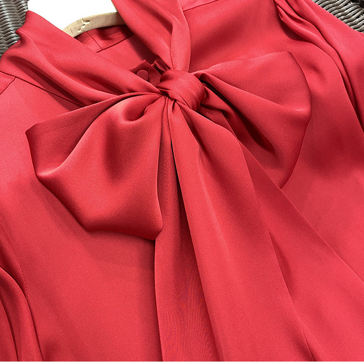 Modes sieviešu blūze 2023. gada pavasara satīna krekls ar pogām Blūzes krekls Sieviešu imitācijas zīda krekls ar garām piedurknēm sievietēm rudens