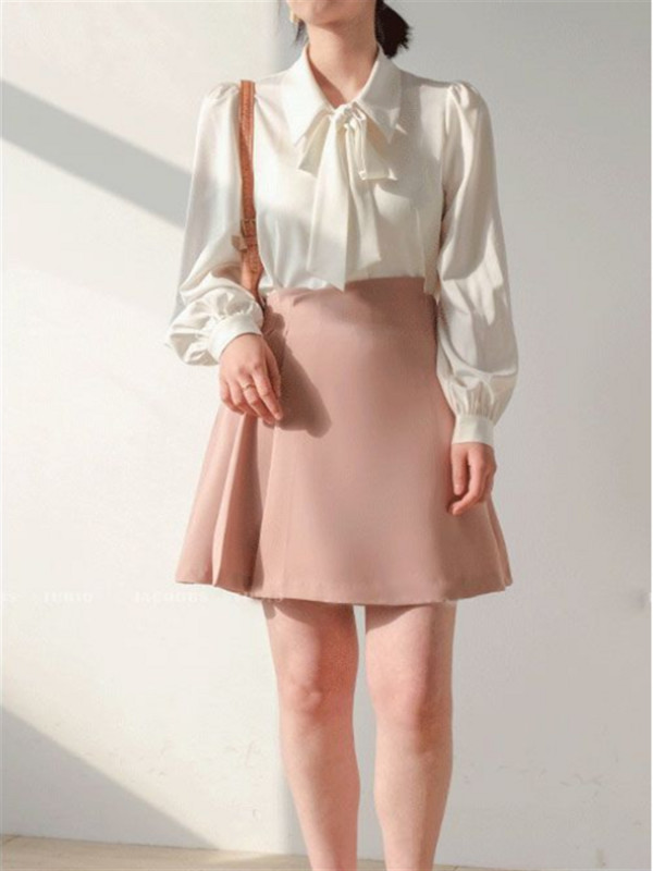 Balts satīns Sieviešu blūzes Blūzes krekls sievietēm Augstākās klases lente Eleganta blūze OL Modes krekls Rudens sieviešu apģērbi blūzes augšdaļa