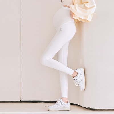 Sieviešu grūtnieču legingi ar augstu vidukli pār vēderu pilna garuma grūtniecības jogas bikses Active Wear sporta treniņu legingi