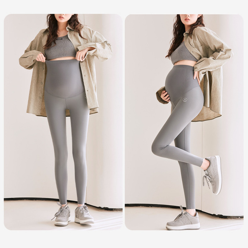 Sieviešu grūtnieču legingi ar augstu vidukli pār vēderu pilna garuma grūtniecības jogas bikses Active Wear sporta treniņu legingi