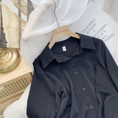 XEJ šifona blūze sieviešu balti garās piedurkņu topi 2022. gada pavasara korejiešu modes krekls vienkrāsains niša brīvs krekls sieviešu lielizmēra