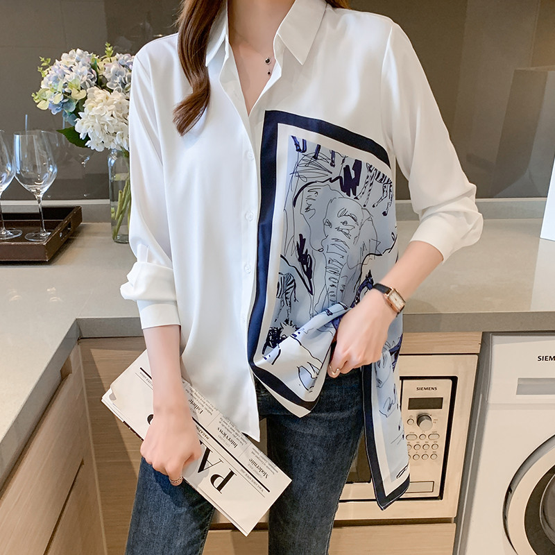 alkalmi laza Női blúzok Divatnyomtató női ingek 2021 tavaszi őszi hosszú ujjú ingek felsők Blusas Mujer