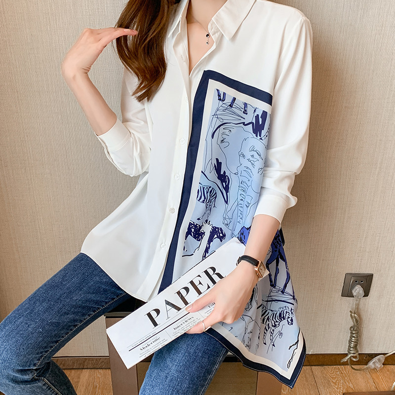 alkalmi laza Női blúzok Divatnyomtató női ingek 2021 tavaszi őszi hosszú ujjú ingek felsők Blusas Mujer