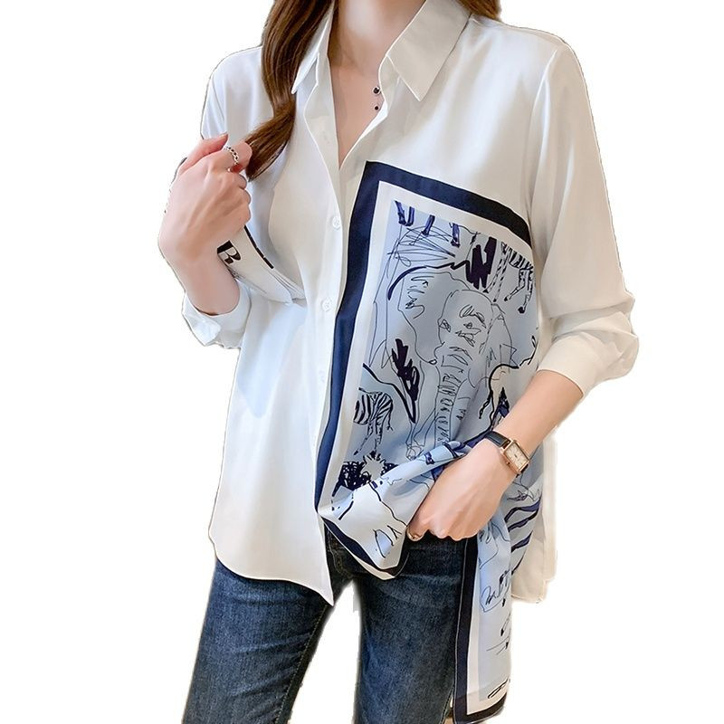 alkalmi laza Női blúzok Divatnyomtató női ingek 2021 tavaszi őszi hosszú ujjú ingek felsők Blusas Mujer