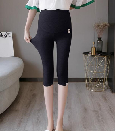 Grūtnieču vasaras drēbes līdz ceļiem grūtniecēm legingi Zemas kokvilnas bikses Modes savārstījums Grūtniecības šorti Bikses