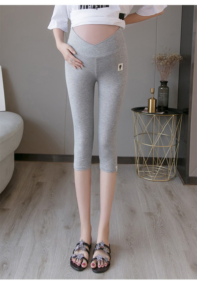 Grūtnieču vasaras drēbes līdz ceļiem grūtniecēm legingi Zemas kokvilnas bikses Modes savārstījums Grūtniecības šorti Bikses