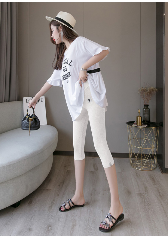 Grūtnieču vasaras drēbes līdz ceļiem grūtniecēm legingi Zemas kokvilnas bikses Modes savārstījums Grūtniecības šorti Bikses