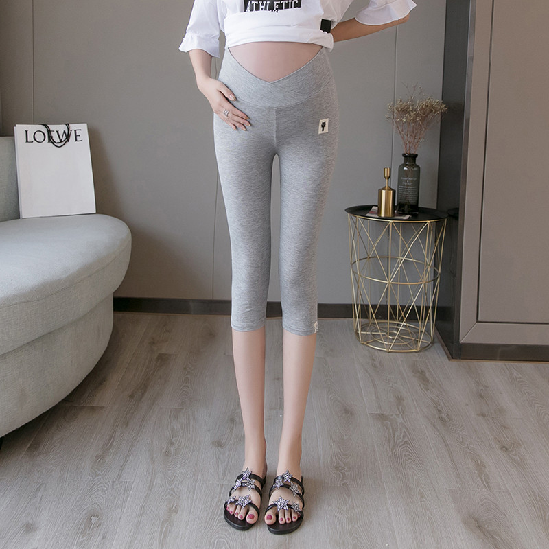 Grūtnieču vasaras drēbes līdz ceļiem grūtniecēm legingi Zemas kokvilnas bikses Modes savārstījums Grūtniecības šorti Bikses