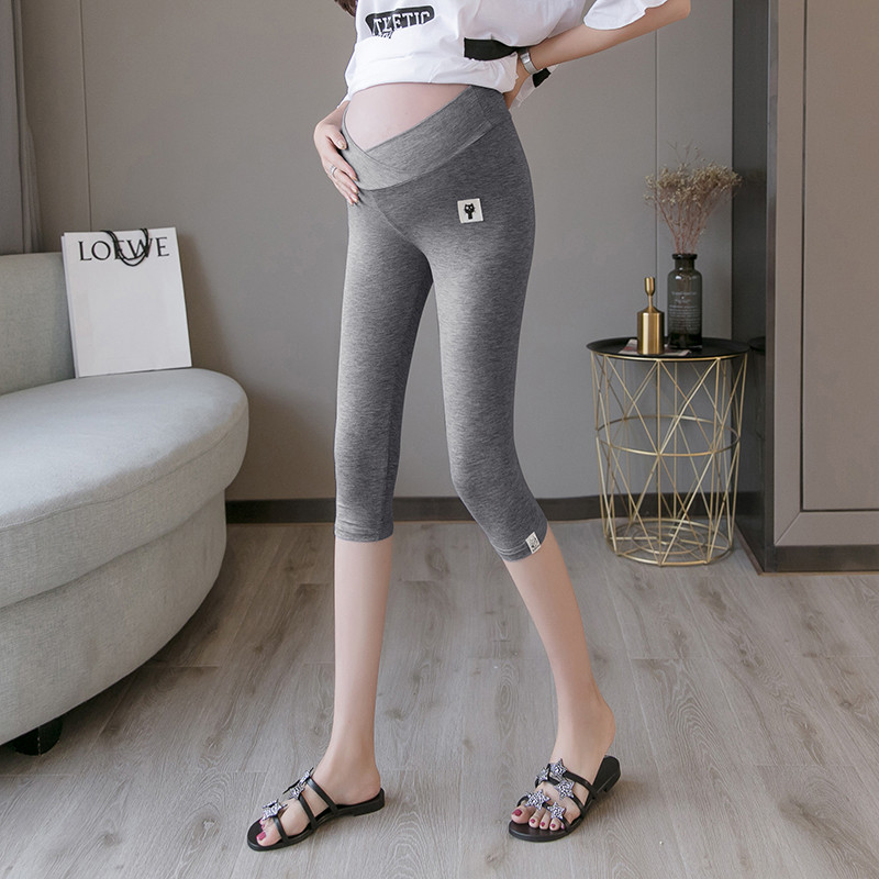 Grūtnieču vasaras drēbes līdz ceļiem grūtniecēm legingi Zemas kokvilnas bikses Modes savārstījums Grūtniecības šorti Bikses