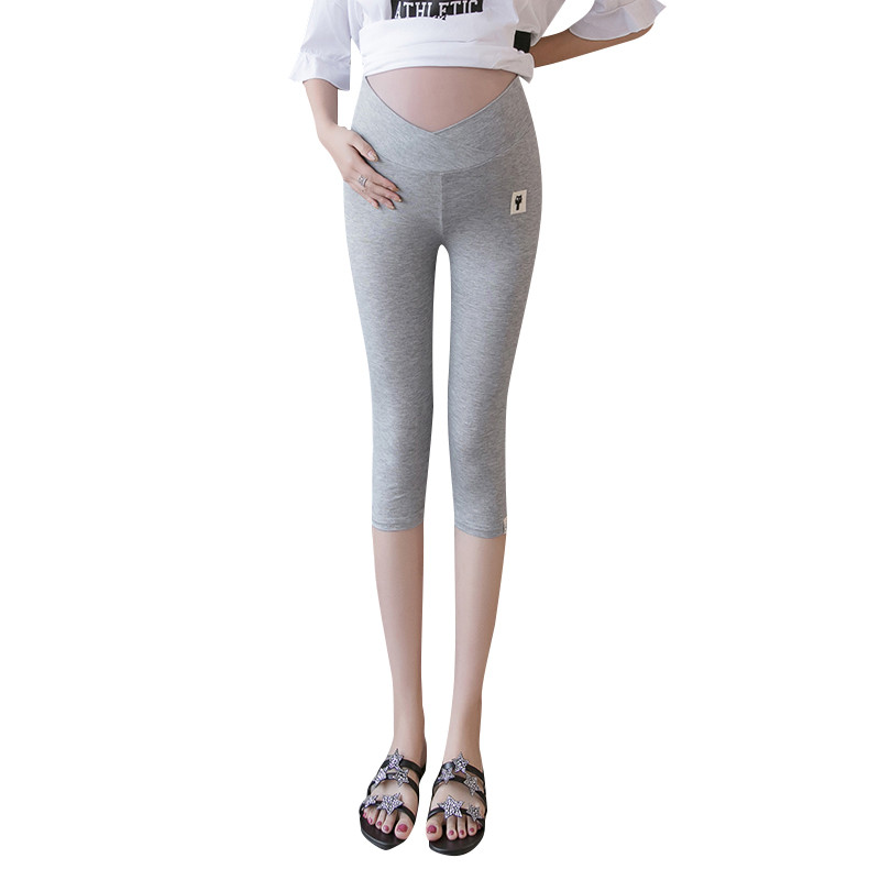 Grūtnieču vasaras drēbes līdz ceļiem grūtniecēm legingi Zemas kokvilnas bikses Modes savārstījums Grūtniecības šorti Bikses