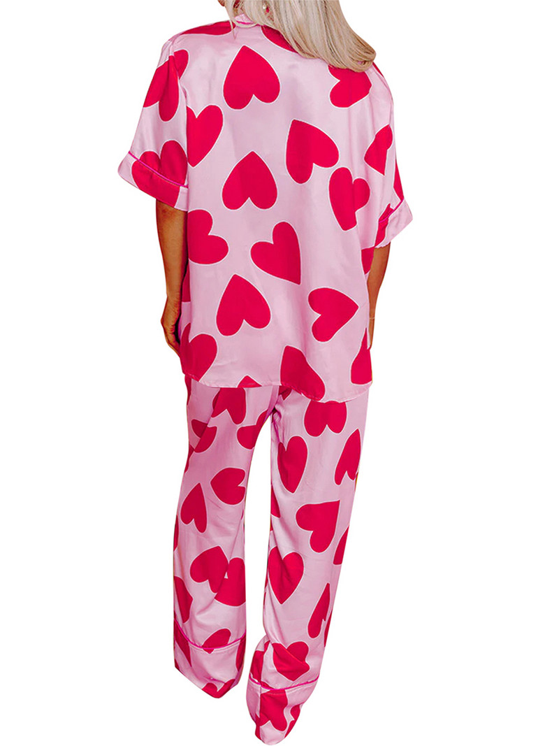 Sieviešu pidžamas komplekts, sirds apdruka