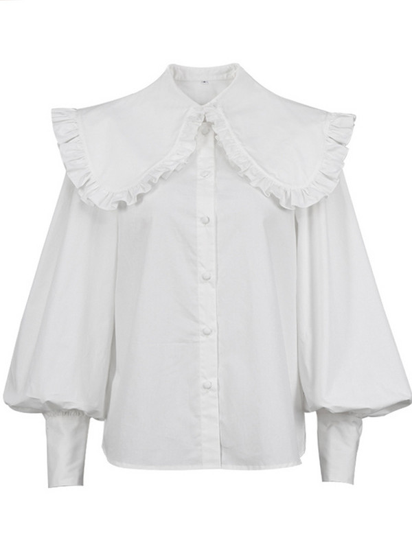 Mumaroho, 2023. gada rudens ziemas sievietēm Lolita, vienkrāsains balts krekls ar garām piedurknēm blūze sievietēm