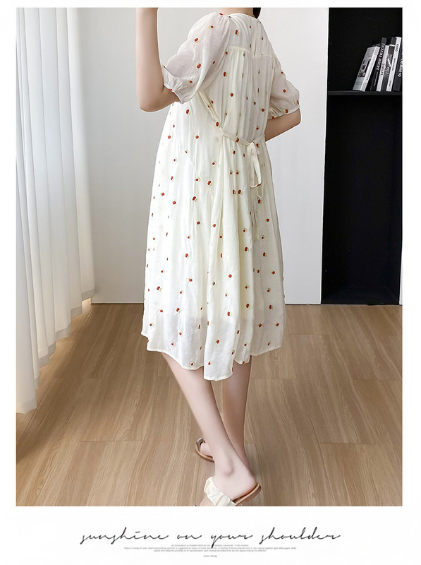 2024. gada vasaras grūtnieču šifona kleita Liela izmēra Puff piedurknēm ar V veida kakla izgriezumu grūtniecei, kroku kleita, jauka kleita grūtniecības laikā.