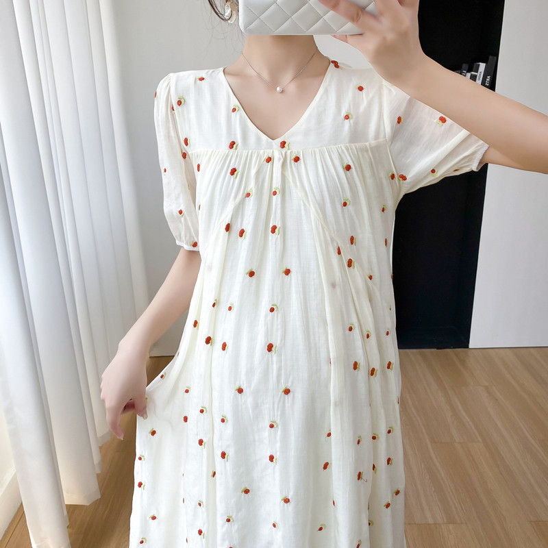 2024. gada vasaras grūtnieču šifona kleita Liela izmēra Puff piedurknēm ar V veida kakla izgriezumu grūtniecei, kroku kleita, jauka kleita grūtniecības laikā.