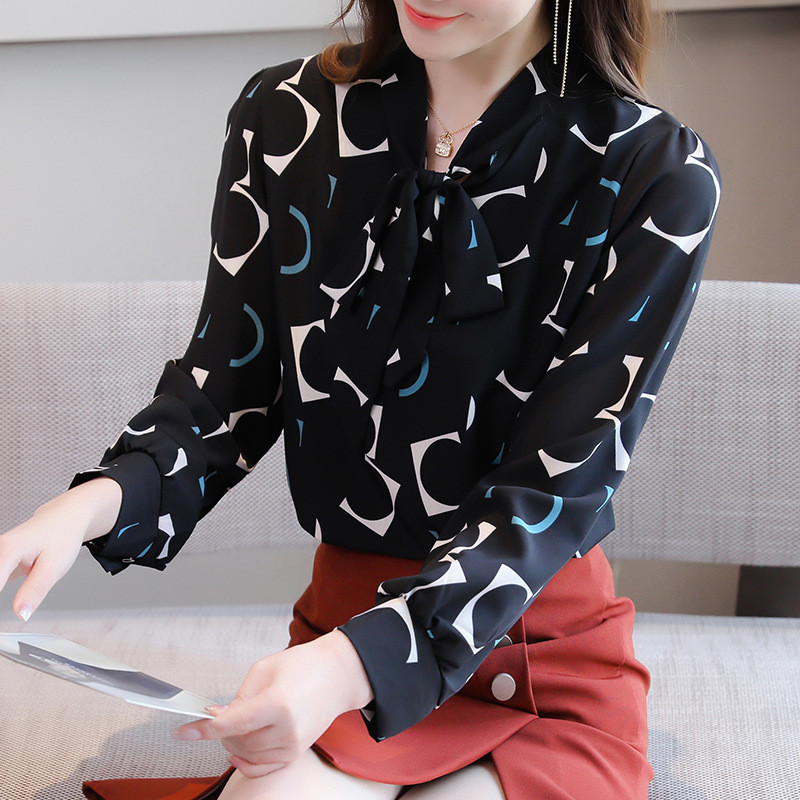 JFUNCY modes sieviešu blūzes krekli sieviešu topi ar garām piedurknēm Eleganti sieviešu blūzes pavasara vasara sieviešu krekls biroja sieviešu apģērbi