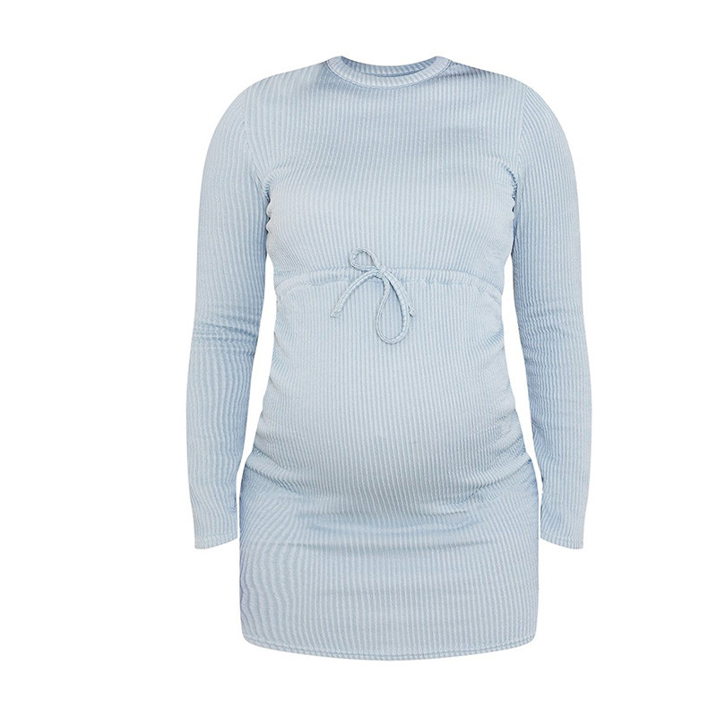 Sügis- ja talvemood naiste rasedatele mõeldud kleit pikkade varrukatega rasedaksleit O-kaelusega Bodycon kleit Rasedate naiste loominguline kleit