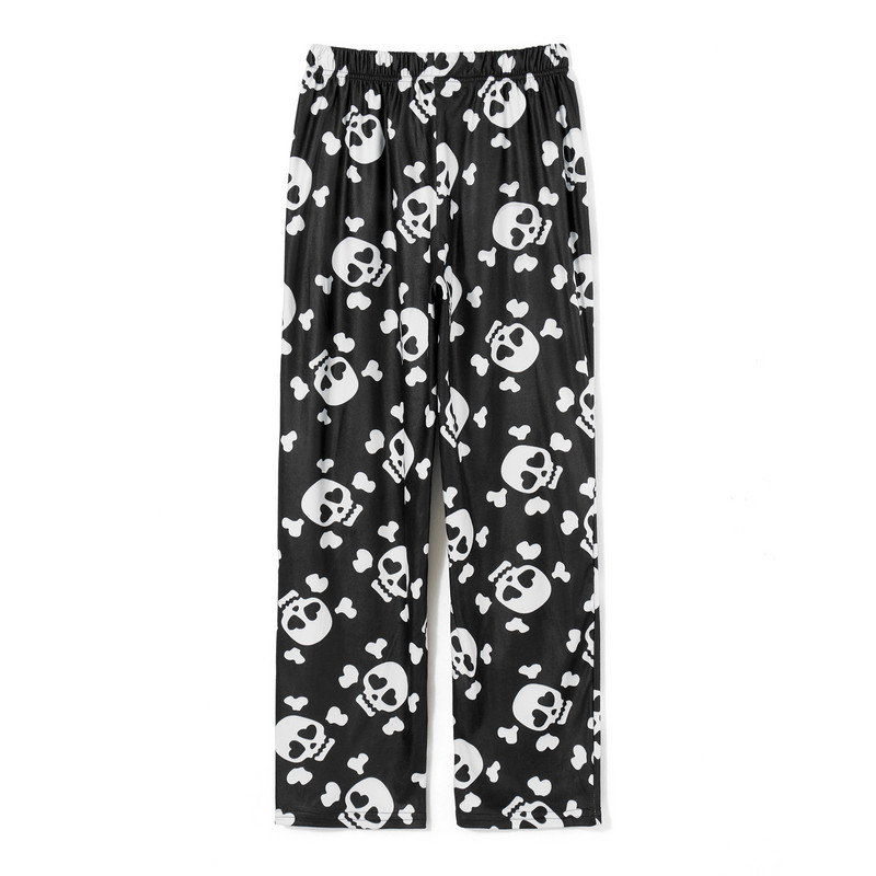 Combhasaki ženske nejasne pidžama hlače za spavanje s printom lubanje, duge hlače s elastičnim strukom, zadebljane donje hlače za noć vještica