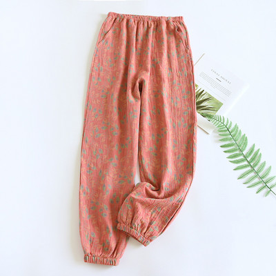 2024. gada pavasaris/vasara, jaunas sieviešu guļambikses, 100% kokvilna, žakarda, jaukas un svaigas ziedu bikses, brīvas, noslēdzamas mājas bikses sievietēm