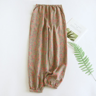 2024. gada jaunas sieviešu pavasara un rudens japāņu bikses ar 100% kokvilnas guļambikses. Sieviešu plānas tuvplāna bikses, brīvas mājas bikses