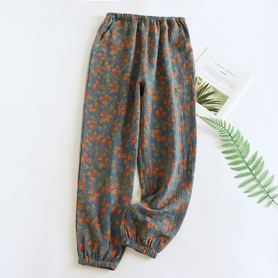 2024. gada jaunas sieviešu pavasara un rudens japāņu bikses ar 100% kokvilnas guļambikses. Sieviešu plānas tuvplāna bikses, brīvas mājas bikses