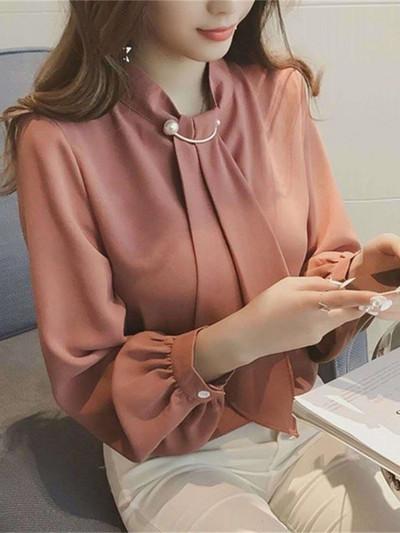 2023. gada sieviešu blūze rudens sieviešu apģērbs, džemperis ar vaļīgām piedurknēm, ar garām piedurknēm šifona T-krekls Blusas krekli, modes topi