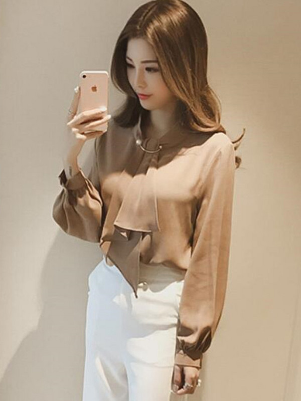 2023. gada sieviešu blūze rudens sieviešu apģērbs, džemperis ar vaļīgām piedurknēm, ar garām piedurknēm šifona T-krekls Blusas krekli, modes topi