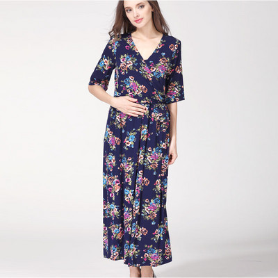 Grūtnieču apģērbs Māsu kleita Ballīte Ziedu kleita Grūtniecības garas zīdīšanas kleitas grūtniecēm