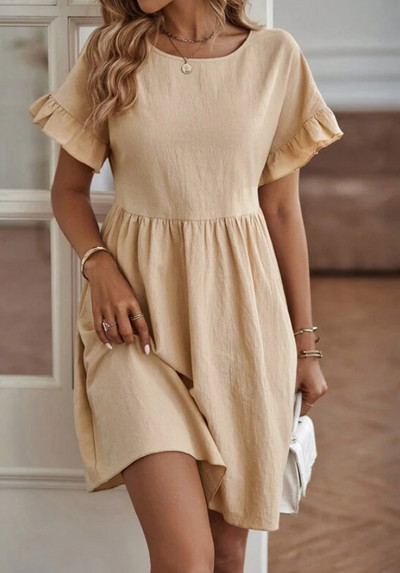 Jednobojne ležerne široke kratke haljine za žene Modna ljetna ženska midi haljina A-kroja 2024. Elegantne vintage ženske haljine