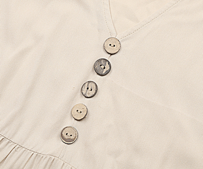 Ležerna ljetna midi haljina Ženska majica bez rukava V izrez s gumbima Široke haljine s volanima Modni sarafan za plažu