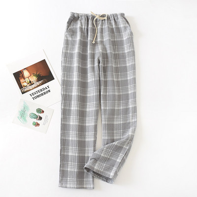 Japāņu stila jaunas pavasara un rudens dāmu kokvilnas dubultā krepa pāris bikses liela izmēra vīriešu un sieviešu mājas apkalpošana vasarā