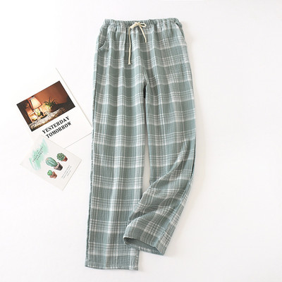 Japāņu stila jaunas pavasara un rudens dāmu kokvilnas dubultā krepa pāris bikses liela izmēra vīriešu un sieviešu mājas apkalpošana vasarā