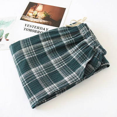 Japāņu stila jaunas pavasara un rudens dāmu kokvilnas dubultā krepa pāris bikses liela izmēra vīriešu un sieviešu mājas apkalpošana vasarā