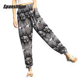 Vasaras Palazzo Tropical ziedu ikdienišķas bikses brīvas guļvietas, elastīgas vidukļa platas bikses elpojošas, mīkstas