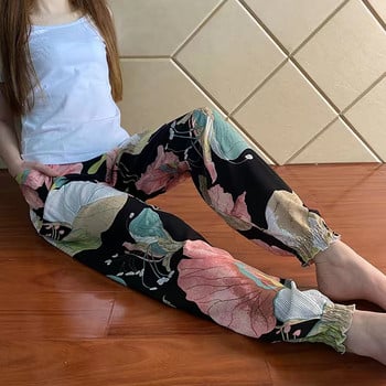 Summer Palazzo Tropical Floral Casual Παντελόνι Loose Sleep Bottoms Ελαστική μέση Φαρδύ παντελόνι στο πόδι που αναπνέει μαλακό