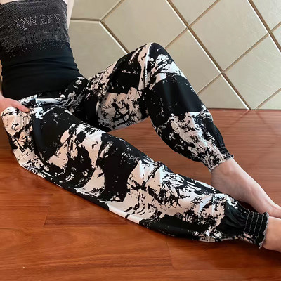 Vasaras Palazzo Tropical ziedu ikdienišķas bikses brīvas guļvietas, elastīgas vidukļa platas bikses elpojošas, mīkstas