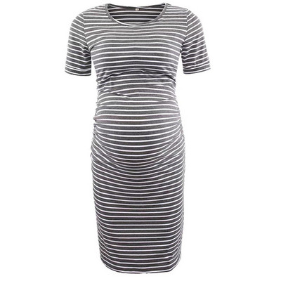 Ljetna ženska haljina za trudnice s naborima sa strane 2024., ležerna kratka haljina s 3/4 rukavima za svakodnevno nošenje ili za kupanje djeteta