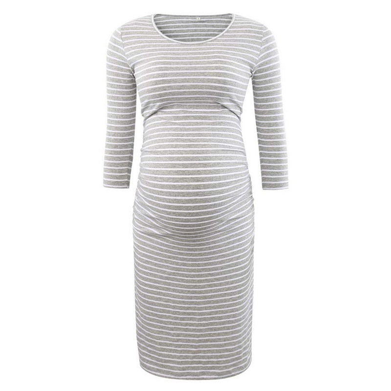 Ljetna ženska haljina za trudnice s naborima sa strane 2024., ležerna kratka haljina s 3/4 rukavima za svakodnevno nošenje ili za kupanje djeteta