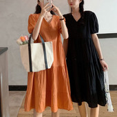 2023. gada modes grūtnieču vasaras ar V veida kakla izgriezumu, brīvas liela izmēra kleitas vienkrāsainas grūtnieces kleitas ar augstu vidukli, brīvas drēbes