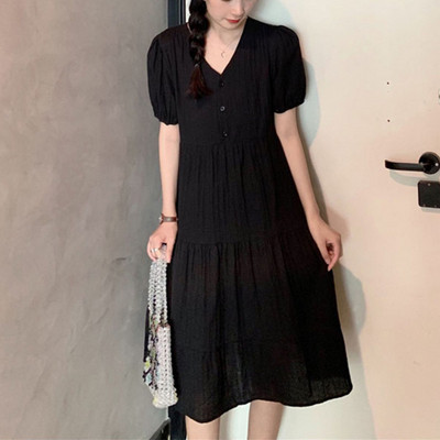 2023. gada modes grūtnieču vasaras ar V veida kakla izgriezumu, brīvas liela izmēra kleitas vienkrāsainas grūtnieces kleitas ar augstu vidukli, brīvas drēbes