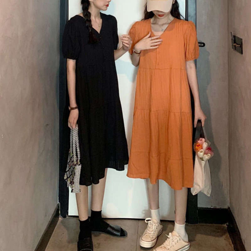 2023. gada modes grūtnieču vasaras ar V veida kakla izgriezumu, brīvas liela izmēra kleitas vienkrāsainas grūtnieces kleitas ar augstu vidukli, brīvas drēbes